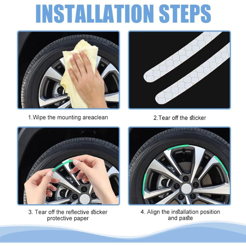 Waterproof Reflective Rim Stickers – Night Visibility Wheel Decals